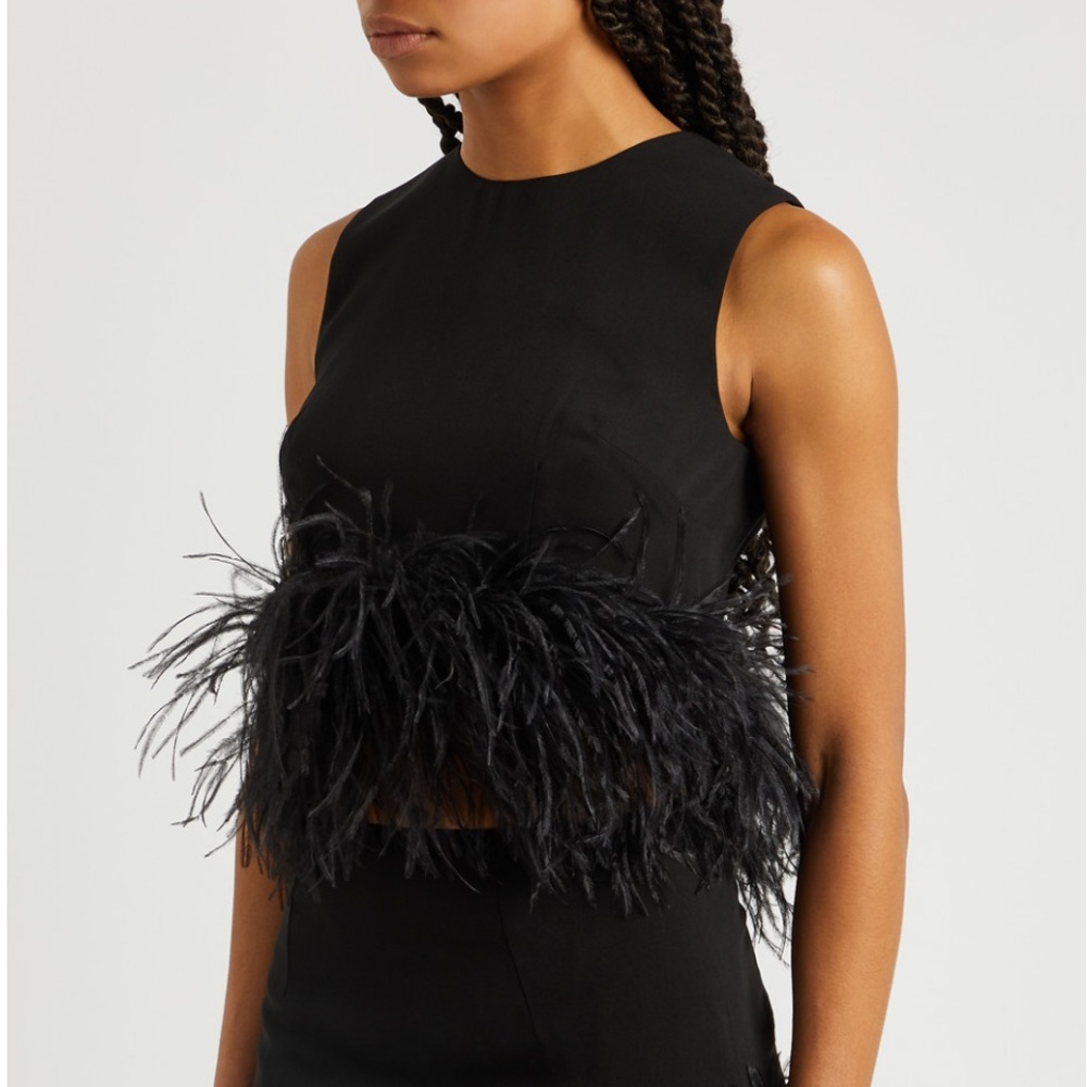 16arlington black Feather trim Top